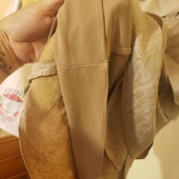 Adrianna Papell Champagne Ruffled Dress sz 4P - Picture 6 of 8